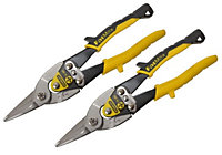 2 Stanley STA214563 Aviation Compound Snip Snips Straight Cut Twin Pack 2-14-563