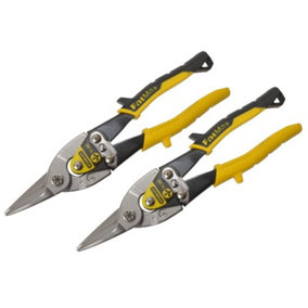 2 Stanley STA214563 Aviation Compound Snip Snips Straight Cut Twin Pack 2-14-563
