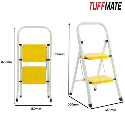 2 Step Folding Step Ladder Wide Treads TUFFMATE