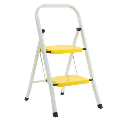 2 Step Folding Step Ladder Yellow and White