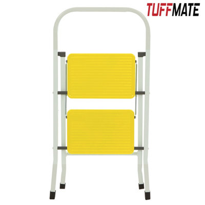 2 Step Folding Step Ladder Yellow and White