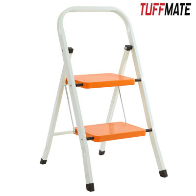 2 Step Folding Step Ladder Yellow and White