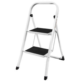 2 Step Ladder - Durable Steel Folding Ladder with Rubber Grip for DIY and Gardening, 150KG Max Capacity