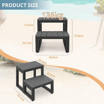 2-Step Outdoor Spa Steps, HDPS Hot Tub Steps with Non-Slip Surface ...