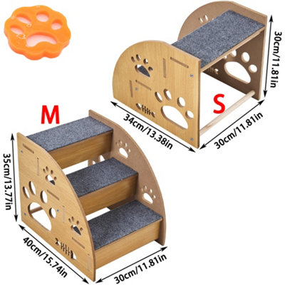 2 Steps Pet Ramp Wooden Dog Steps Stairs Cat Detachable Ladder For Bed Sofa