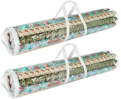 2 storage bags for gift wrap, and wallpaper, sturdy, clear PVC bag with ...