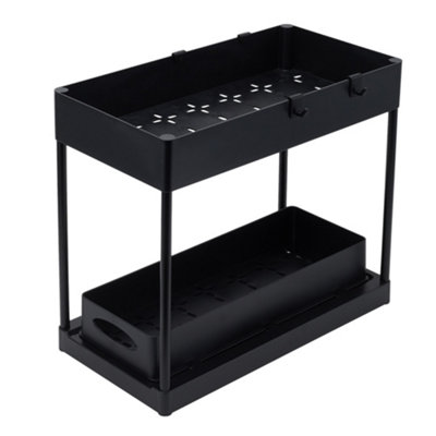 2 Tier Black Sliding Under Sink Storage Rack