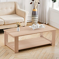 2 Tier Brown Modern Wooden Coffee Table W 100 cm x D 48 cm x H 42 cm