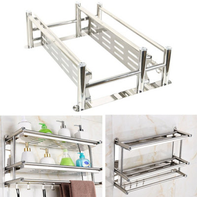 Chrome bathroom shelf with towel bar hotsell
