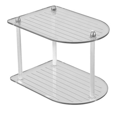 2-Tier Clear Multifunctional Desktop Storage Rack, 26cm(W) x 18cm(D) x 20.5cm(H)