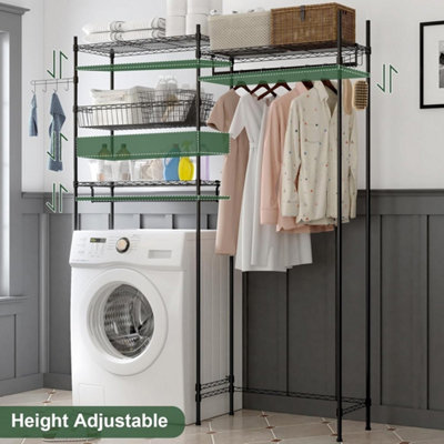 2-Tier Clothes Drying Rack Adjustable Laundry Storage Shelf Hanger Rail ...