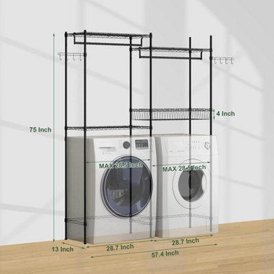 2-Tier Clothes Drying Rack Adjustable Laundry Storage Shelf Hanger Rail ...