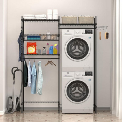 2-Tier Clothes Drying Rack Adjustable Laundry Storage Shelf Hanger Rail ...