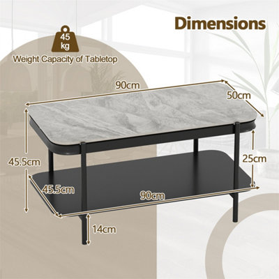2-Tier Coffee Table with Sintered Stone Top Grey