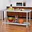 2 Tier Commercial Freestanding Stainless Steel Catering Kitchen Prep and Work Table with Backsplash 180cm