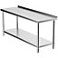 2 Tier Commercial Freestanding Stainless Steel Catering Kitchen Prep and Work Table with Backsplash 180cm