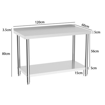 2 Tier Commercial Freestanding Stainless Steel Kitchen Prep and Work ...