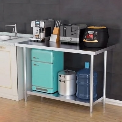 2 Tier Commercial Stainless Steel Kitchen Prep and Work Table Catering ...