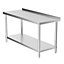 2 Tier Commercial Stainless Steel Kitchen Prep and Work Table Catering Table with Backsplash 150cm