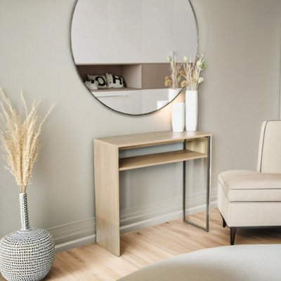2 Tier Console Table With Steel Frame Hallway Furniture Oak