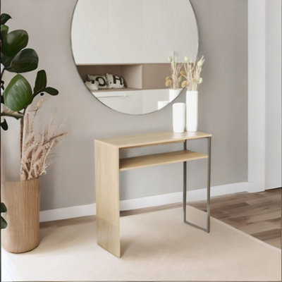 2 Tier Console Table With Steel Frame Hallway Furniture Oak