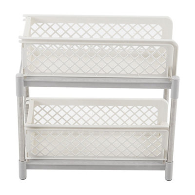 2 Tier Corner Bathroom Storage Basket Kitchen Cupboard Extendable Drawer Shower Shelf Tabletop Organizer - 6