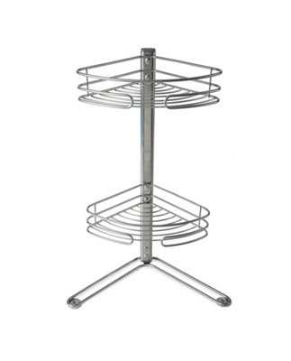 2 Tier Corner Non Rust Shelf Free Standing Storage Shower Bath Caddy Organiser