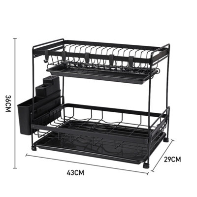 2 Tier Dish Drainer Dish Drying Rack with Cutlery Holder for Kitchen