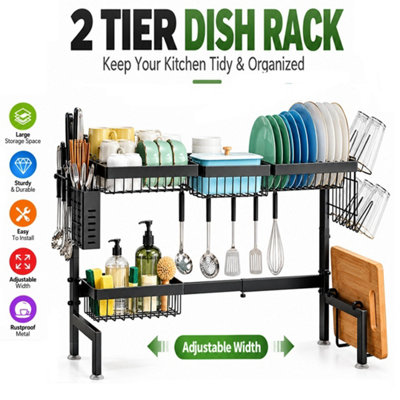 2-Tier Dish Drainer Rack Over the Sink,Expandable (26