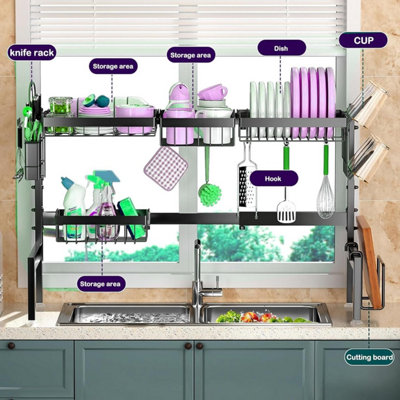 2-Tier Dish Drainer Rack Over the Sink,Expandable (26