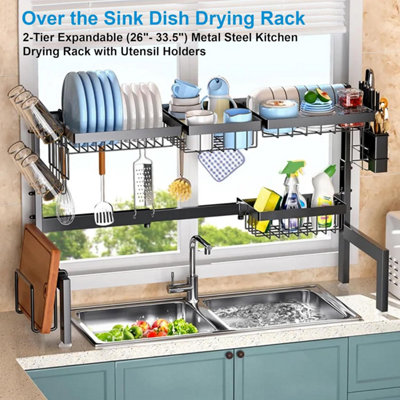 2-Tier Dish Drainer Rack Over the Sink,Expandable (26