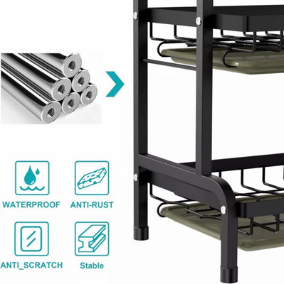 2 Tier Dish Drainer Rack, Stainless Steel Black Dish Drying Rack