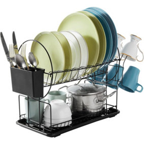 2 Tier Dish Drying Rack, Dish Drainer Rack with Drip Tray