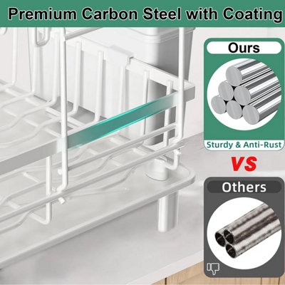 2 Tier Dish Drying Rack Drainer, Anti Rust Kitchen Dish Drainer with ...