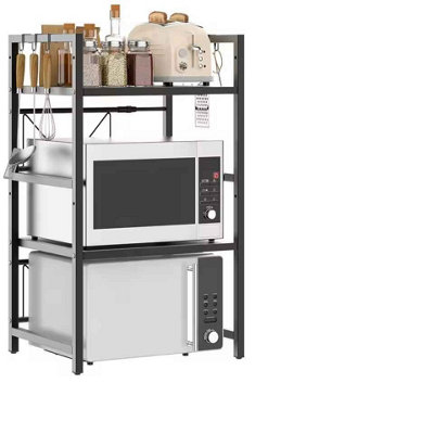 2-tier expandable microwave shelf, Metal kitchen storage rack, Corner ...