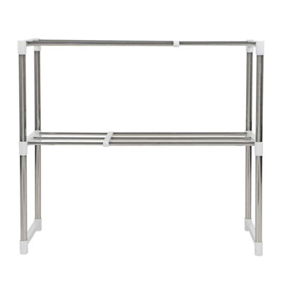 2-Tier Extendable Microwave Oven Rack, Stainless Steel Space-Saving ...