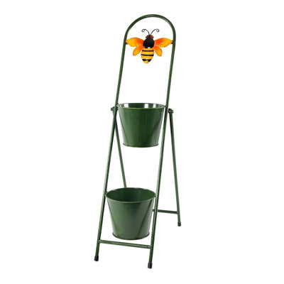 2-Tier Freestanding Arched Metal Plant Stand - Bee
