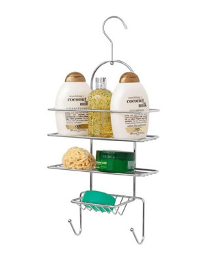 2 Tier Hanging Rust Resistant Shower Caddy Organizer Chrome | DIY at B&Q