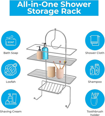 2 Tier Hanging Shower Caddy Organiser - Chrome - 3