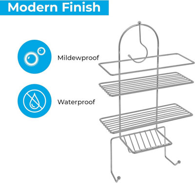 2 Tier Hanging Shower Caddy Organiser - Chrome - 5