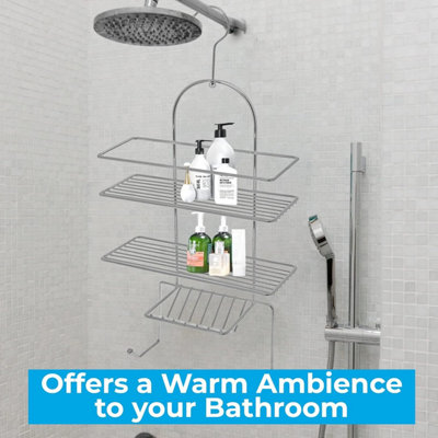 2 Tier Hanging Shower Caddy Organiser - Chrome - 6