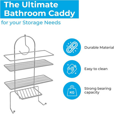 2 Tier Hanging Shower Caddy Organiser - Chrome - 7