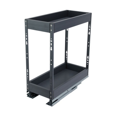 2 Tier Heavy Duty Aluminium Shelf,Slide Out Storage Shelf,Pantry Shelves Drawers, 20cm W x 43cm L x 45H cm Grey