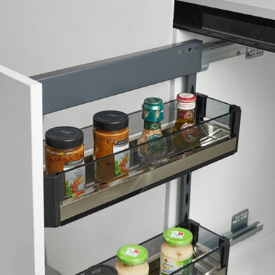 2 Tier Heavy Duty Slide Out Kitchen Storage Cupboard Organiser Shelf Cabinet for Home Pantry Organisation 20 x 47 x 58cm DIY at B Q