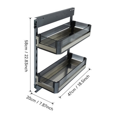 2 Tier Heavy Duty Slide Out Kitchen Storage Cupboard Organiser Shelf ...