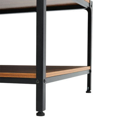 2-Tier Industrial Coffee Table with Metal Frame and Open Storage Shelf