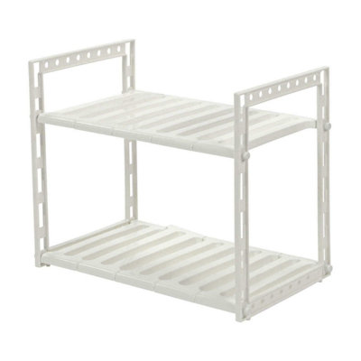 2 Tier Kitchen Shelf Rack - Under Sink Storage Organiser - Adjustable ...