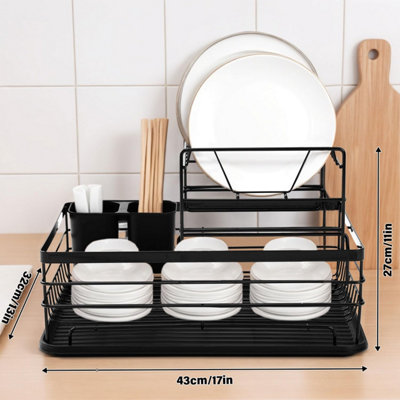 2 Tier Large capacity Dish rack, Black