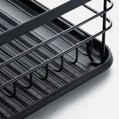 2 Tier Large capacity Dish rack, Black