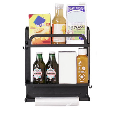 Coovee Spice Rack, Magnetic 2 Pieces, Black, Fridge Magnets, Rack, Refrigerator, Rack, Magnetic Spice Rack, Side Shelf of Fridge Without Drilling, Self-Adhesive
